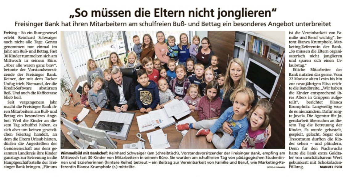 Zeitungsartikel: „So müssen die Eltern nicht jonglieren“